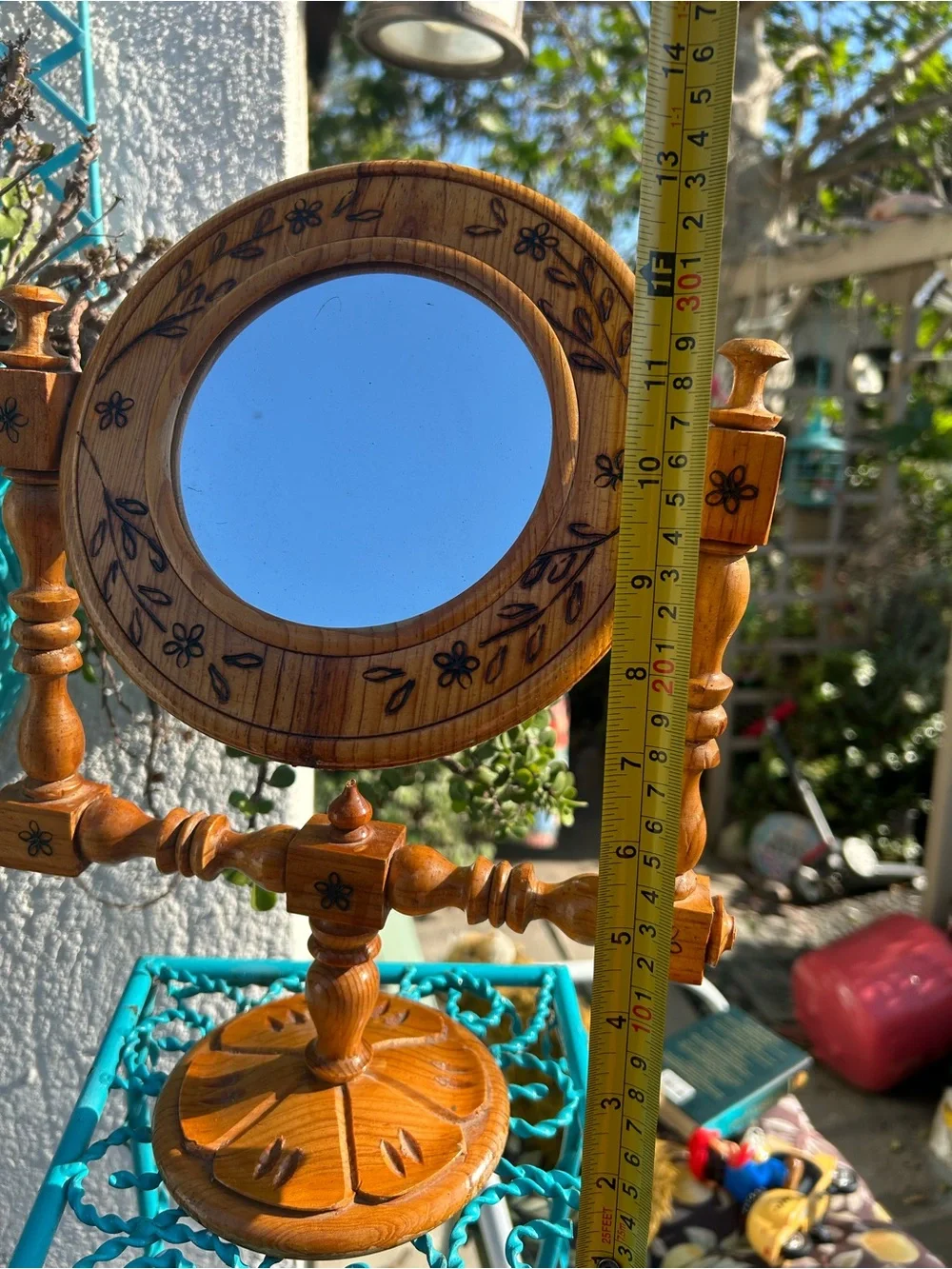 Vintage Wooden Carved Vanity Mirror